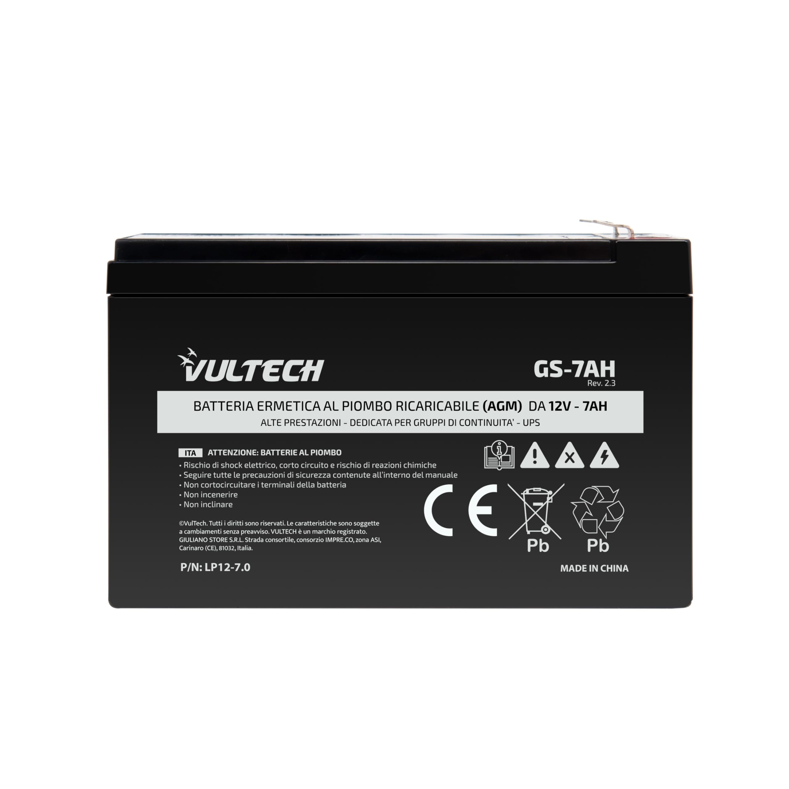 Batteria Piombo 12V 9Ah VRLA Atlantis – Faston F2 6,3mm, Per UPS, Allarmi, Videosorveglianza E Mobilità Elettrica