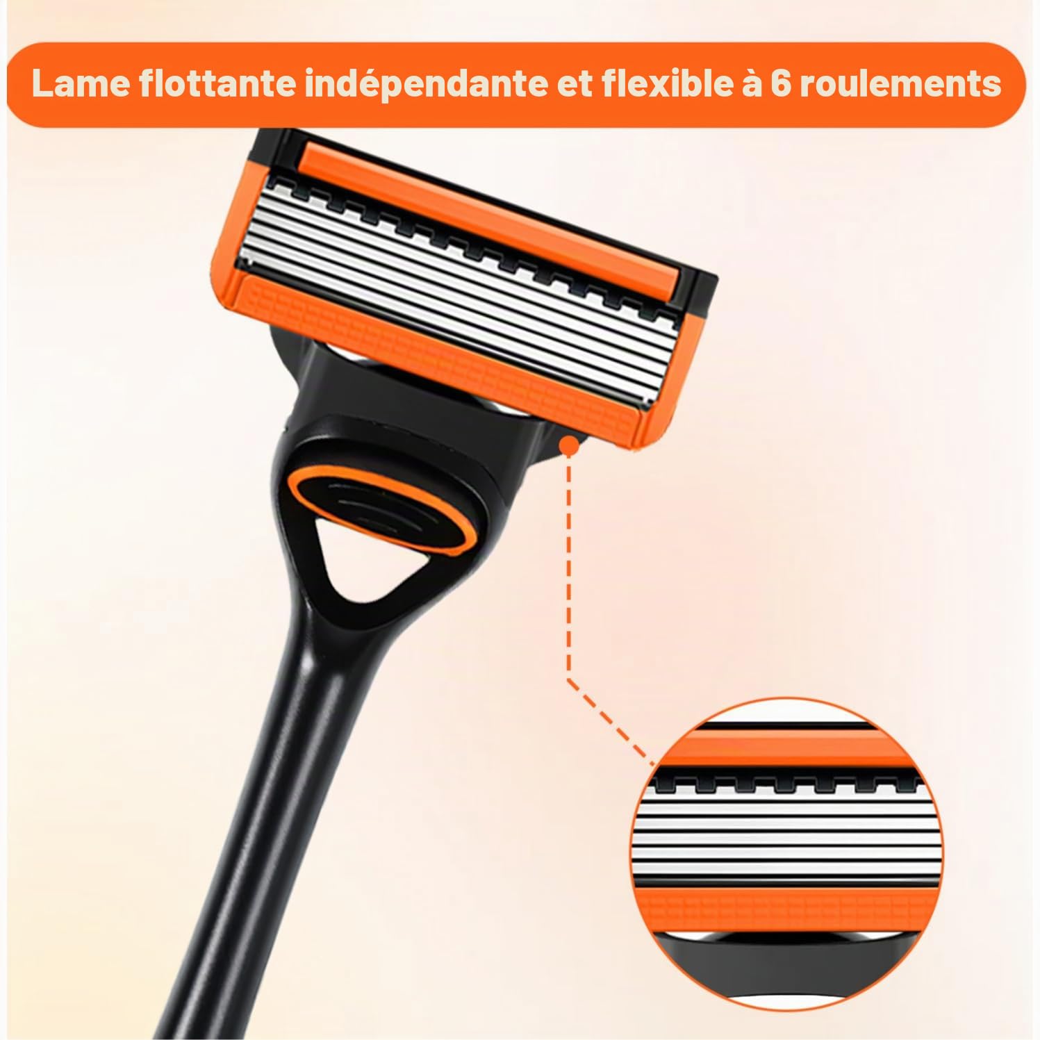 Paquet de 24 Lames de Rasoir fusio-n 5, Lames de RasoirHumide pour Hommes, 1 Reutilisable Manche + 24Cartouches De Recharge, Pour Un Rasage Manuel Efficace,Rasage Facile