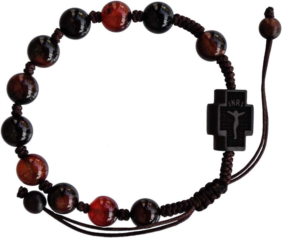 Sine Cera Agate & Jujube Wood Adjustable 8mm Rosary Bracelet - Image 2