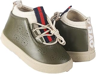 هاف بوت كاجوال من الجلد للاطفال توباكو مقاس 23 لون زيتي موديل 719