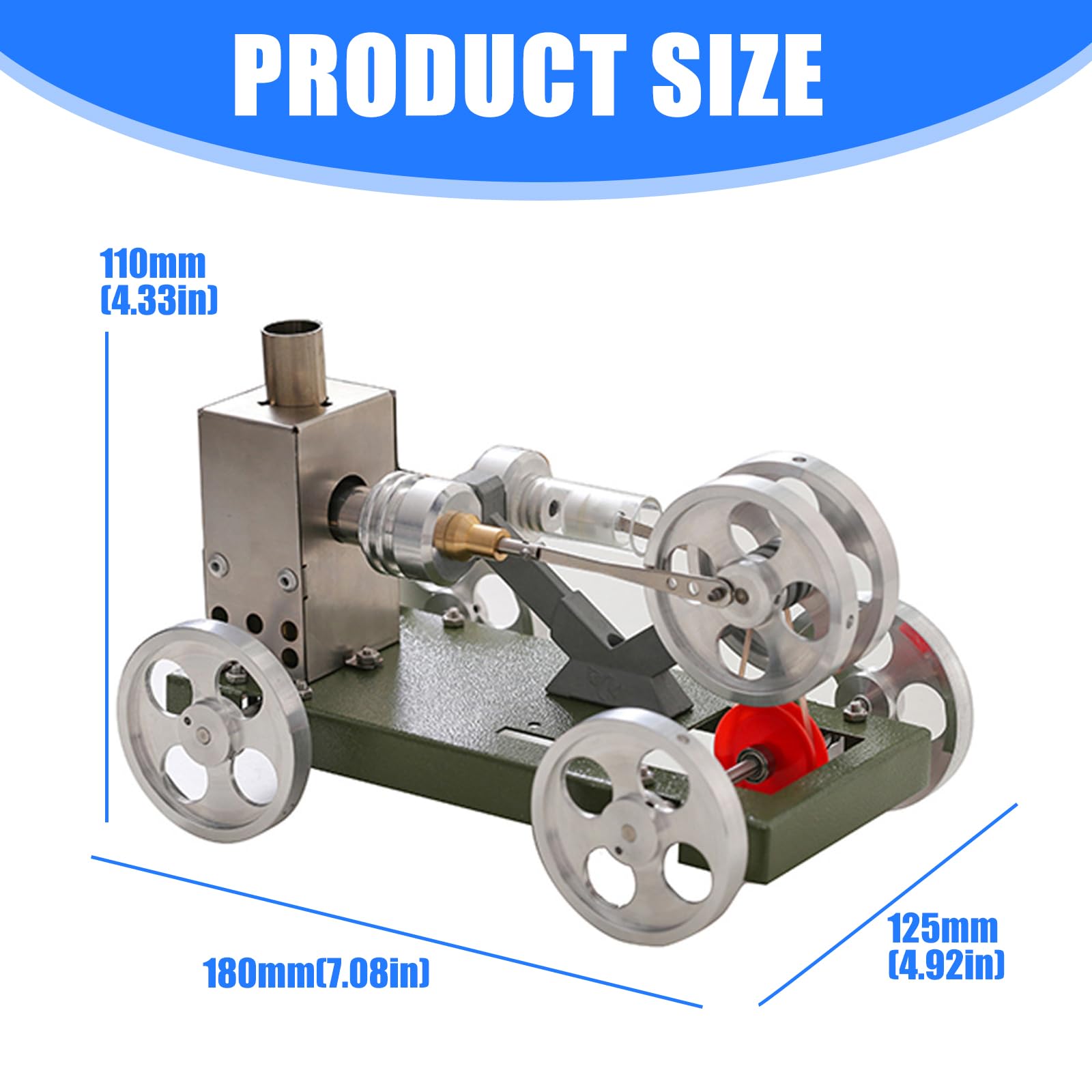 Modello auto con motore Stirling in metallo Dimostratore conservazione ' energia termica Sussidio didattico fisica per dimostrazione in Modello verde