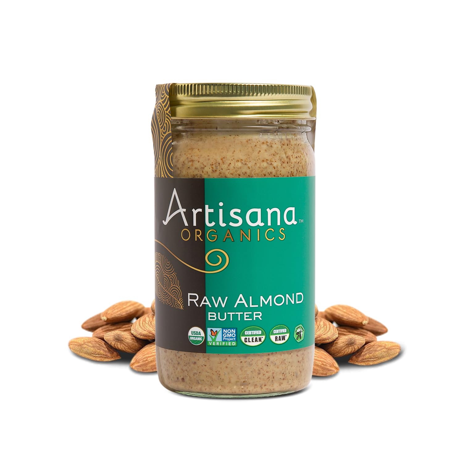 Artisana Organics Raw Almond Butter, 14oz | USDA Organic, No Sugar Added, No Palm Oil, Vegan, Paleo and Keto Friendly, Non GMOUSDA OrganicEU Organic