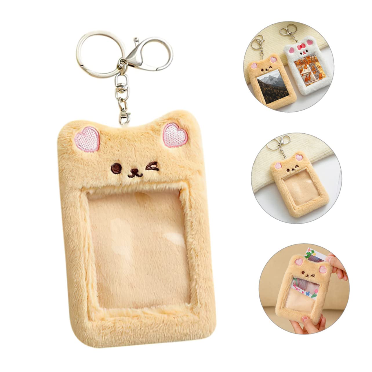 ULTECHNOVO 5pezzi Portachiavi Trasparente Con Portafoto Peluche Porta Carte Slim Per Borse Portamonete Pratico e Leggero Per Studenti Compleanni e Eventi Speciali
