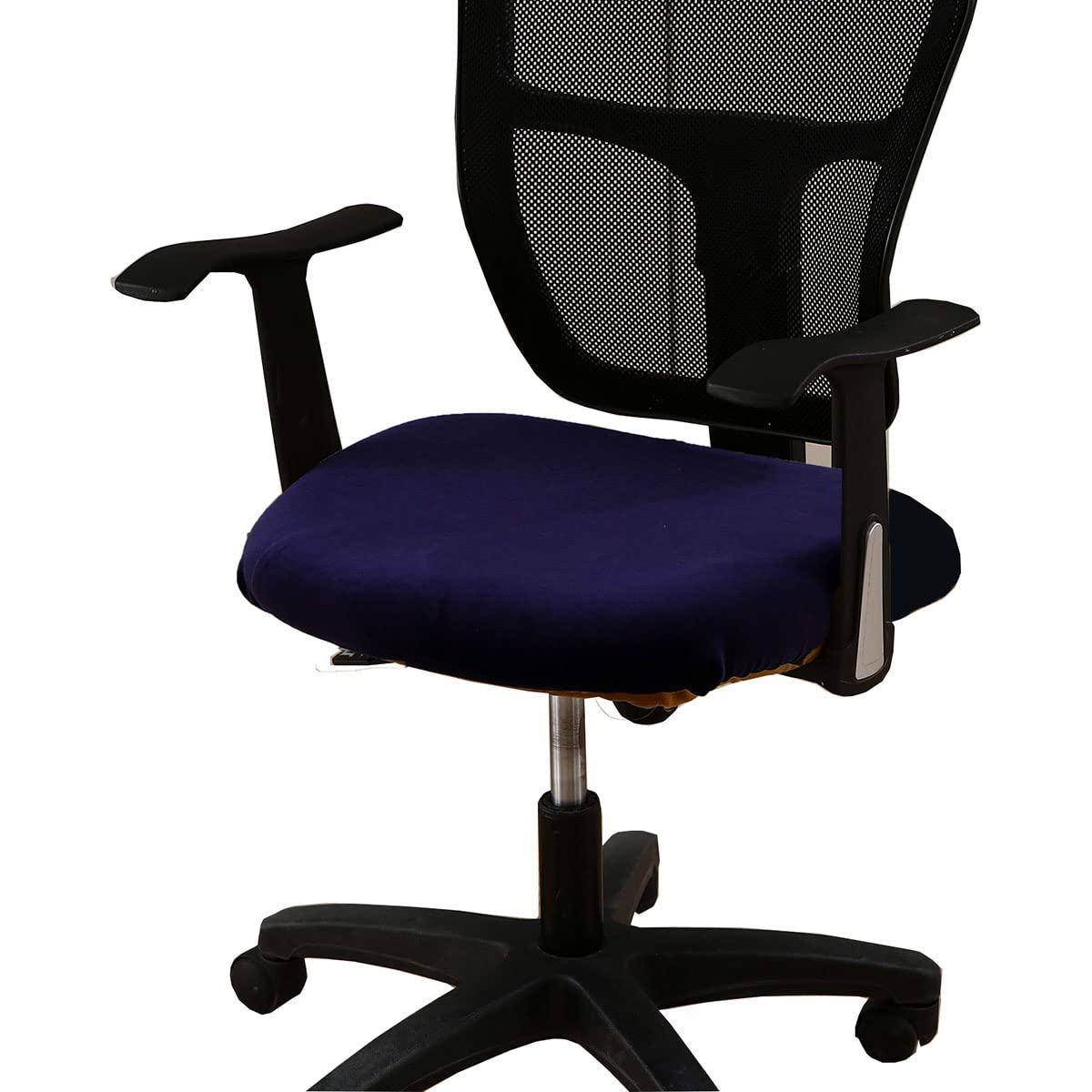 Guyirt Navy Blue Modern Office Seat Cover Stretch Velvet Chair Covers Washable Form Fit Washable Computer Chair Seat Cushion Slipcovers
