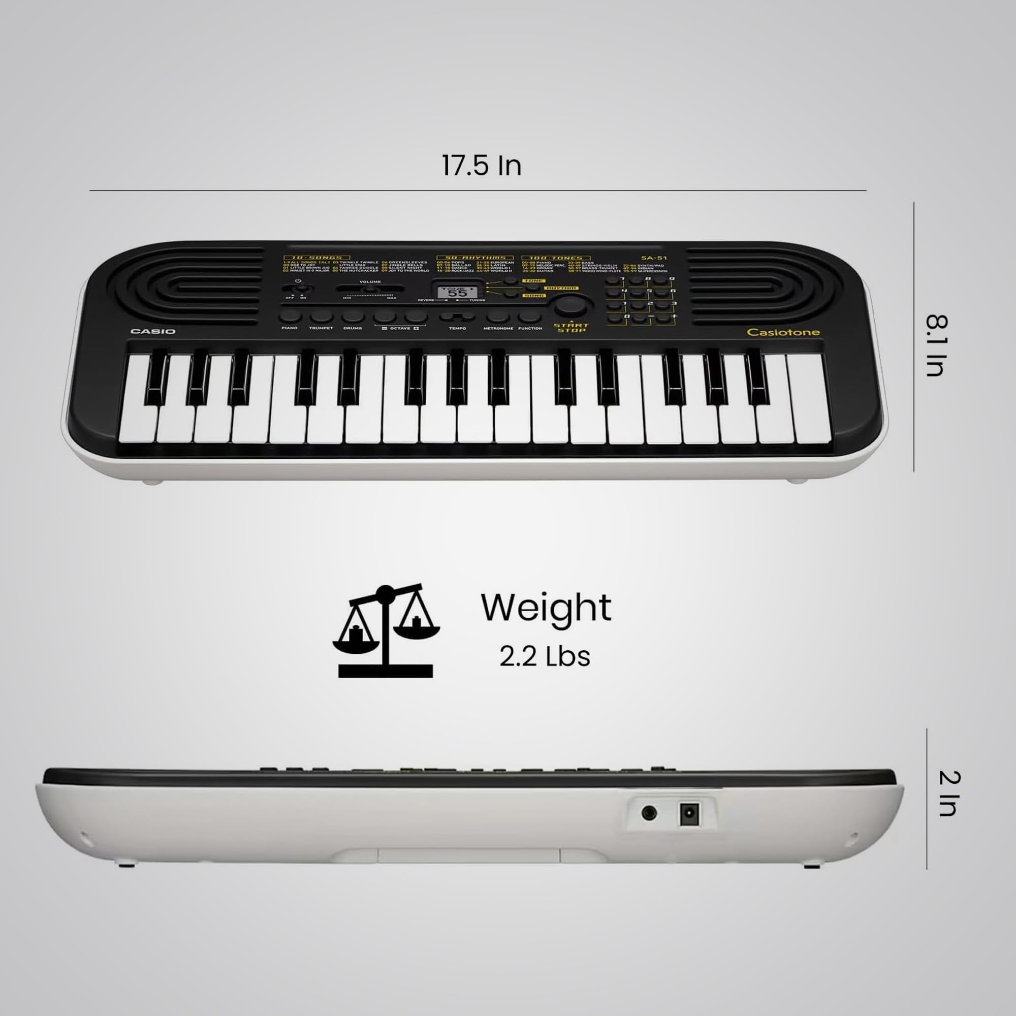 Casio Casiotone SA - Mini tastiera a 32 tasti, con adesivi e panno per la pulizia Austin Bazaar