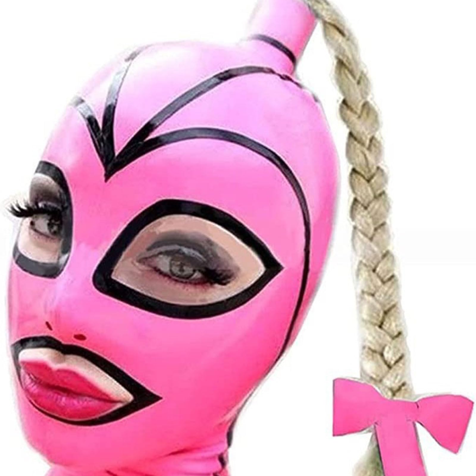 LYJIESG Latex Hood Natural latex Mask Open Eyes Mouth Rubber Mask for Cosplay Club Wear Costume(Size:XS-60CM)