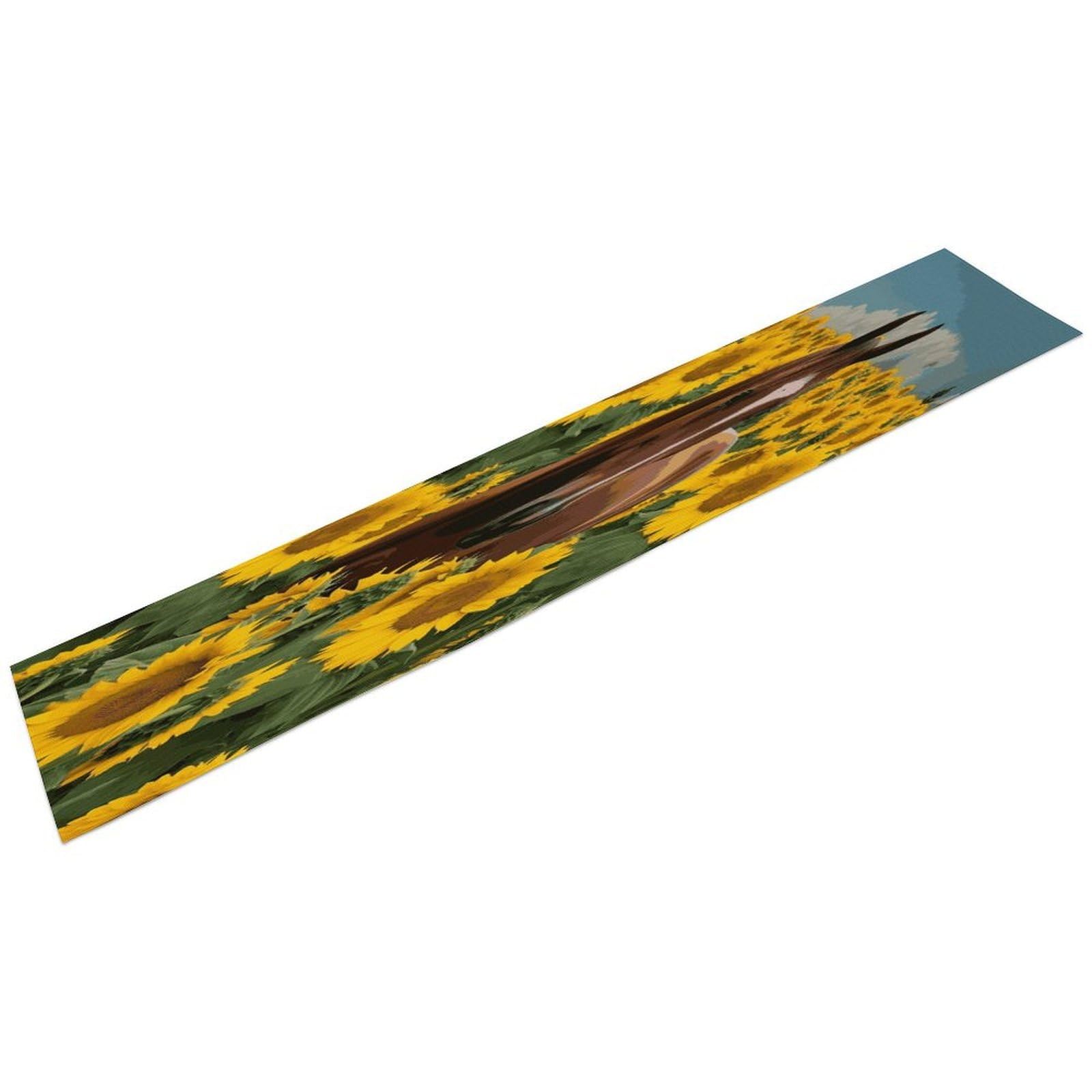 Btcowzrv Style Horse And Sunflower Linen Table Runner 72.4 Inches Long, Machine Washable Table Runner For Party Kitchen Dining Table Coffee Holiday Party Decor, 13.4"X72.4"