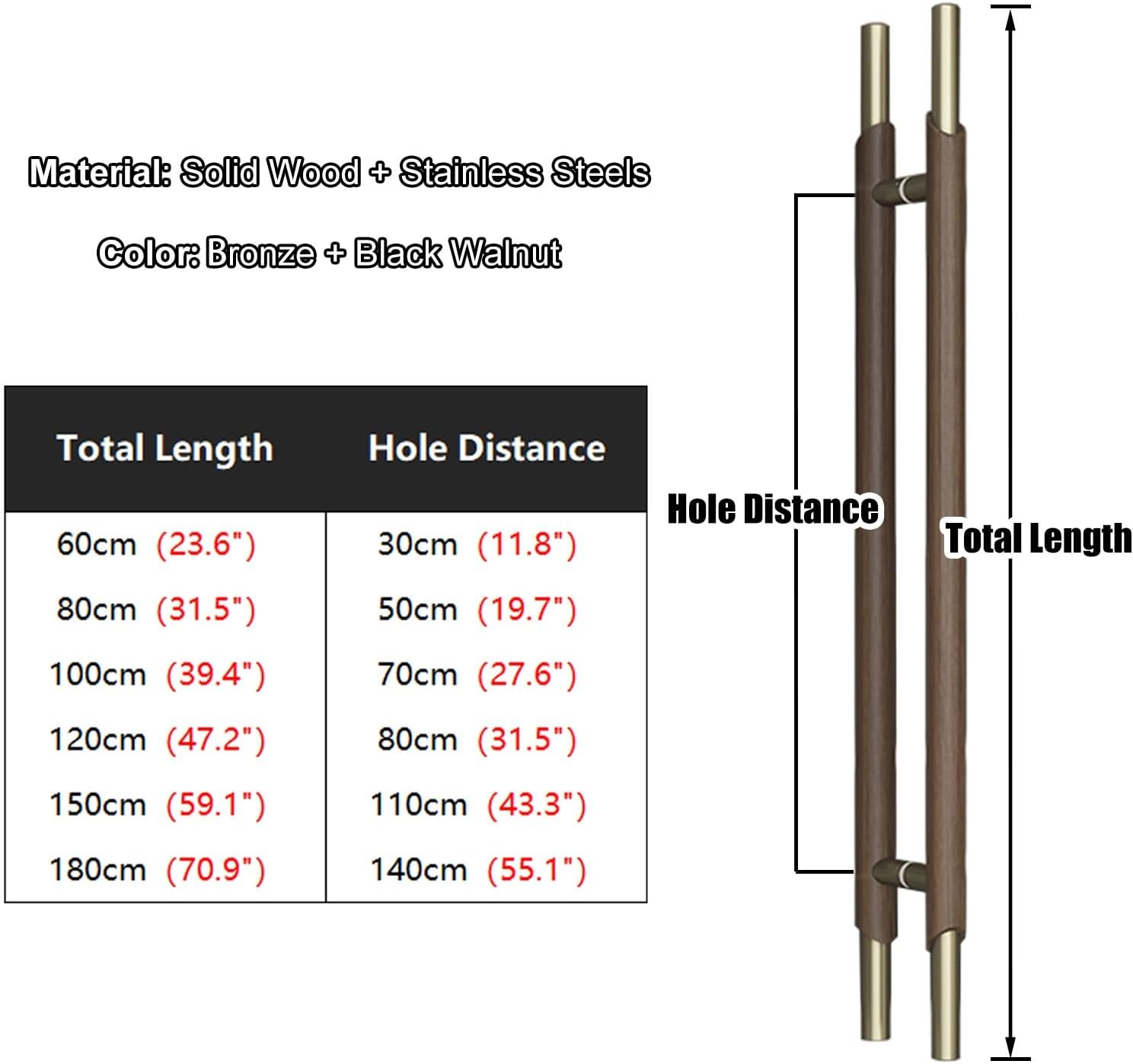 Solid Wood Glass Door Pull Handle Modern Long Front Door Push Pull Handle Commercial Bar Pull Handle for Shops/Residential Stylish and Sturdy Design (Color: Style2 Size: 120X80cm)