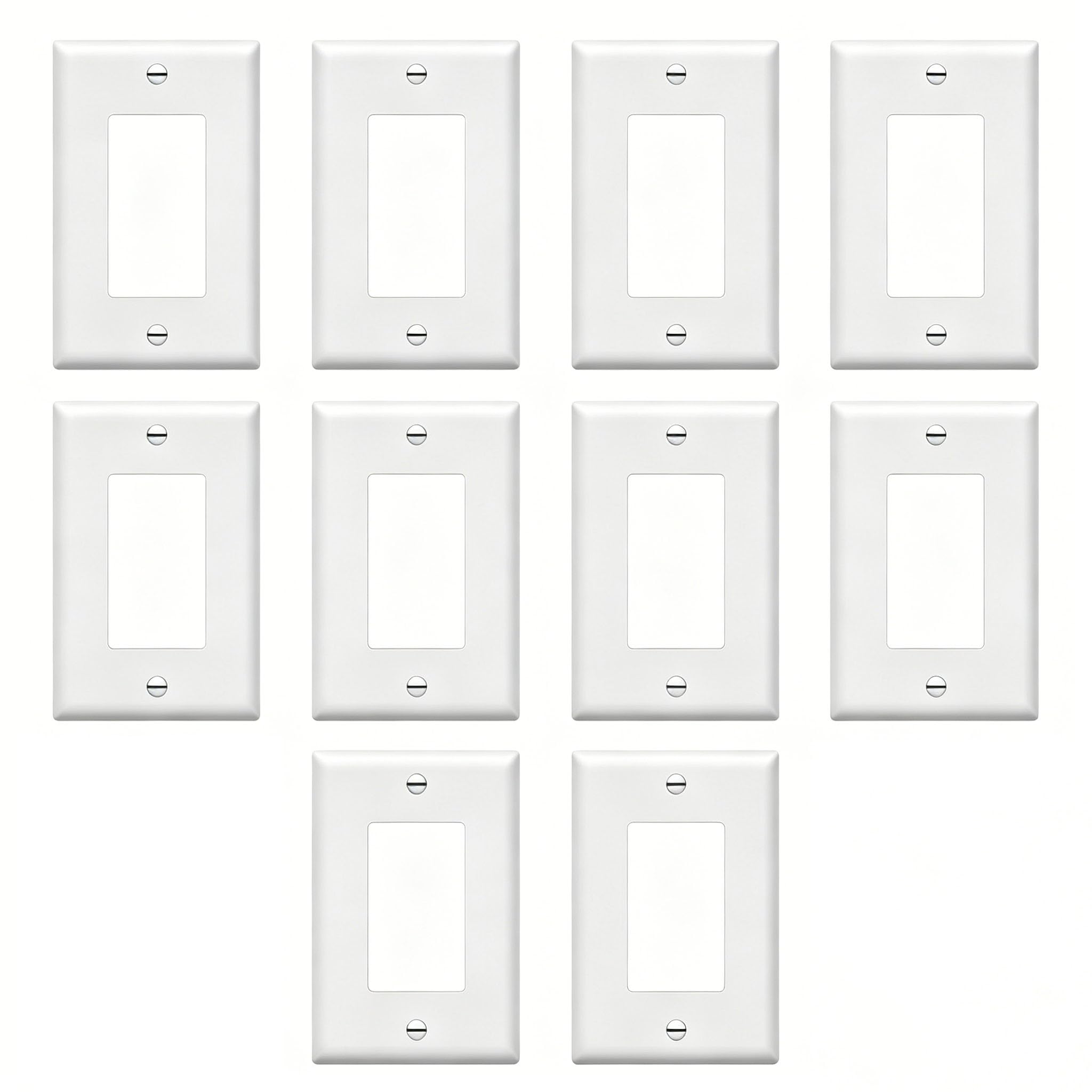 ZEFTV Over-Size Decorator Wall Plates 1-Gang 5.5" x 3.5" Switch Outlet Electrical Cover Plate Unbreakable Thermoplastic Faceplate for Light Receptacle Outlet Switch, White (10 Pack)