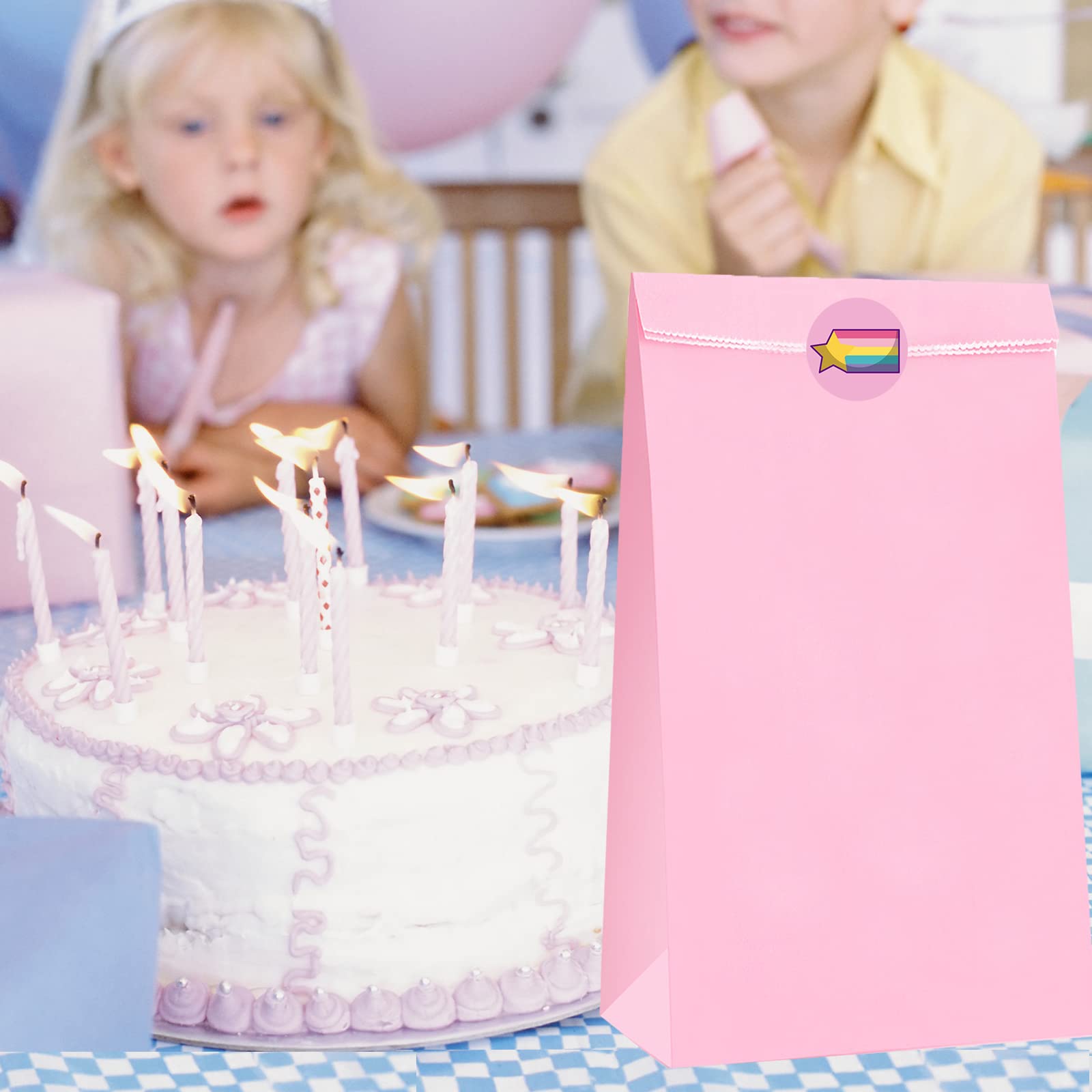 Oletx 30-Pack Pink Party Favor Paper Bags,9'' Birthday Gift Pink Bags,Treat Bags, Goodie Bags, Candy Bags, Paper Lunch Bags for Happy Birthday Party, Babyshower, Wedding School Activitities