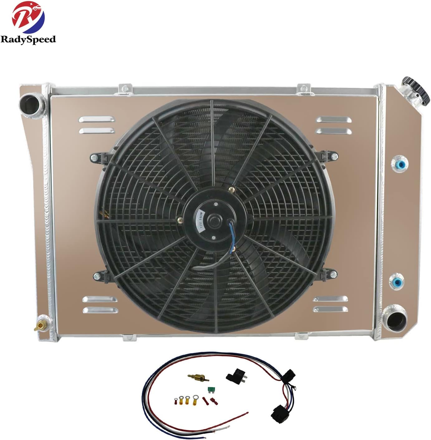 3 Row Radiator+Shroud Fan+Relay For 73-74 Chevy Nova/Oldsmobile OMEGA Pontiac