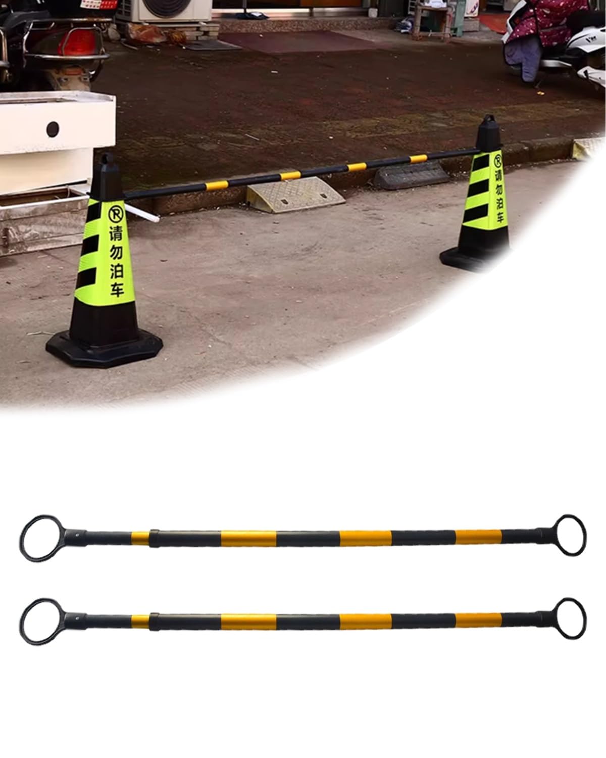 GDMDPTE Traffic Barricade Expandable Reflective Barrier Cone Bar Connectors for Parking Road Construction, Temporary Use