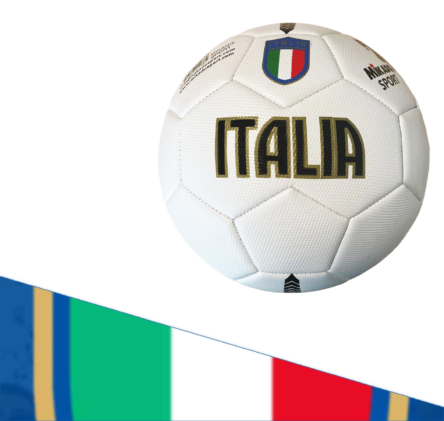 Pallone da Calcio Modello Italia. Bianco. Palla Realizzata in HF PVC. Adulti Ragazzi e Bambini (Misura 5 - Grande)