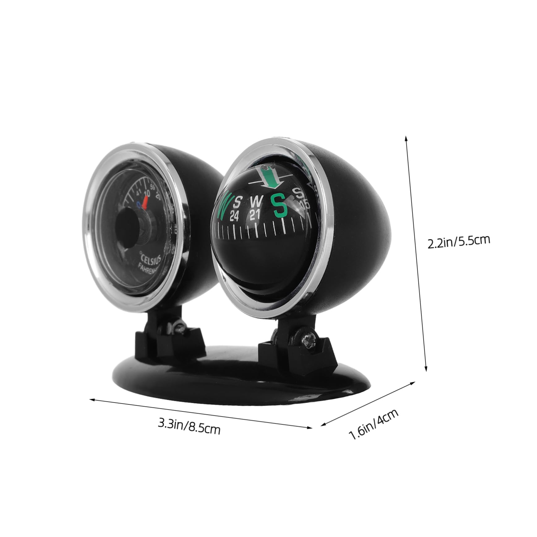 SOLUSTRE Two-in-one Car Compass for Boats Hiking Compass Auto Dashboard Interior Compass