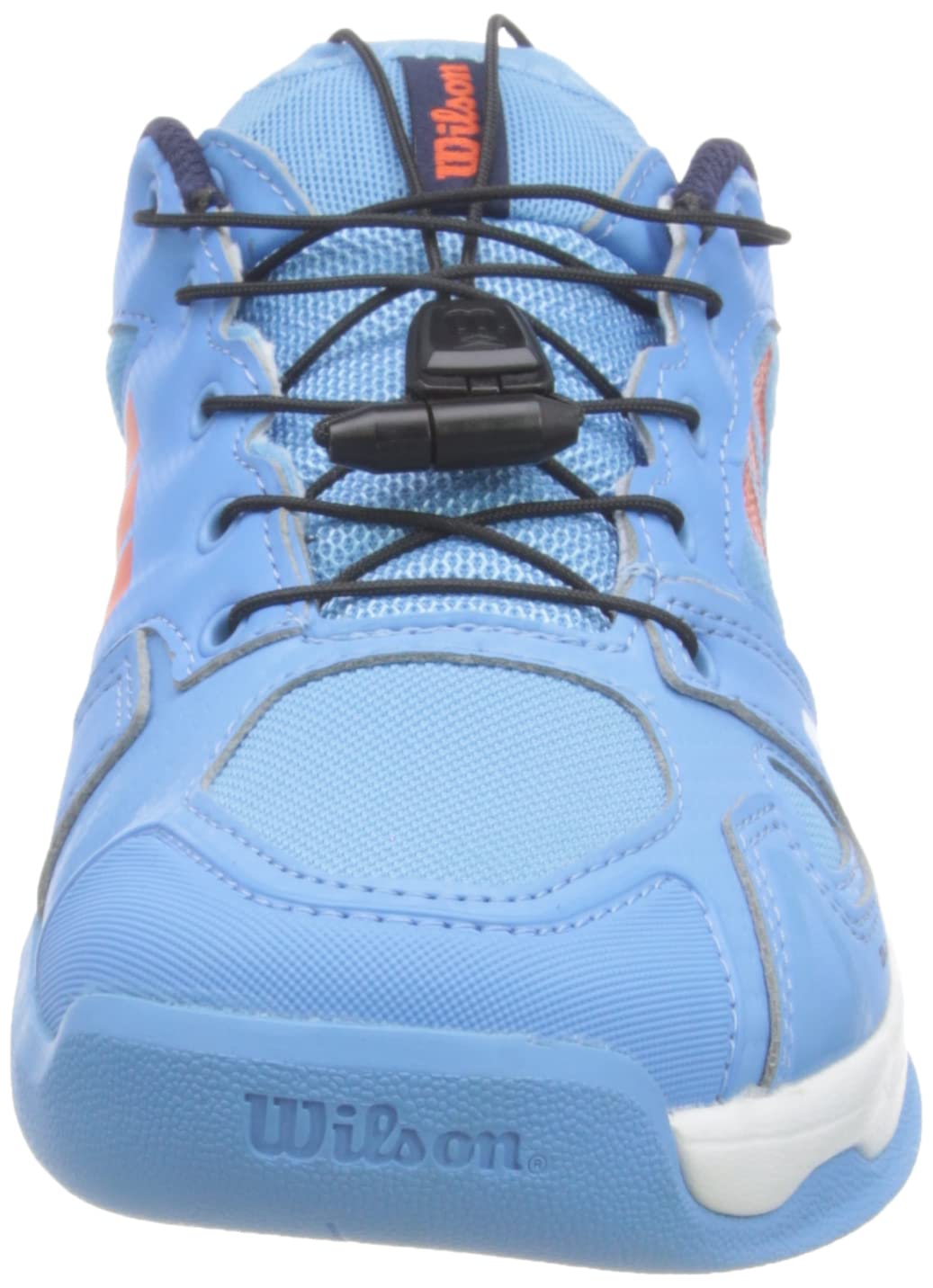 Wilson Junior/Enfant Chaussures de Tennis, Rush Pro JR QL Carpet, Bleu/Blanc/Orange, 34, pour Les Courts en Salle, pour Joueurs de Tout Niveau, WRS326260E015