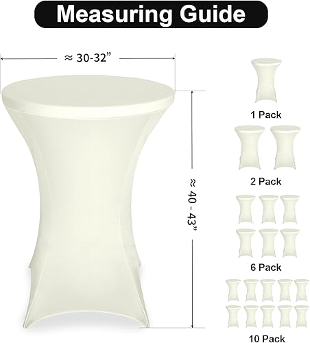 Vista 26 de FestiCorp Paquete de 6 manteles de elastano negro para mesa de cóctel, manteles redondos elásticos para fiestas, DJ, bares, bodas, cumpleaños