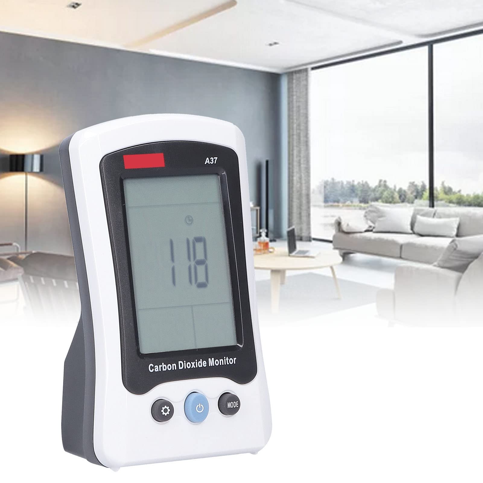 A37 Kohlendioxid-Detektor, CO2-Monitor mit NDIR-Sensor, 400 Bis 5000 Ppm, LCD-Display, Temperatur- und Luftfeuchtigkeitsalarm für das Gewächshauslabor Im Home Office