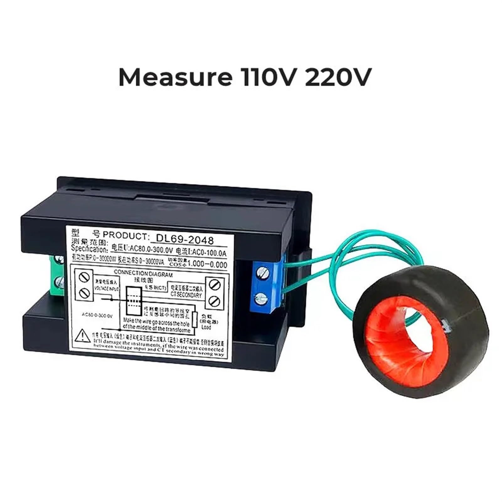 Multimeter DL69-2048 Multifunctional AC Voltmeter Ammeter Voltage Current Power Meter Measure Tools(AC80-300V)