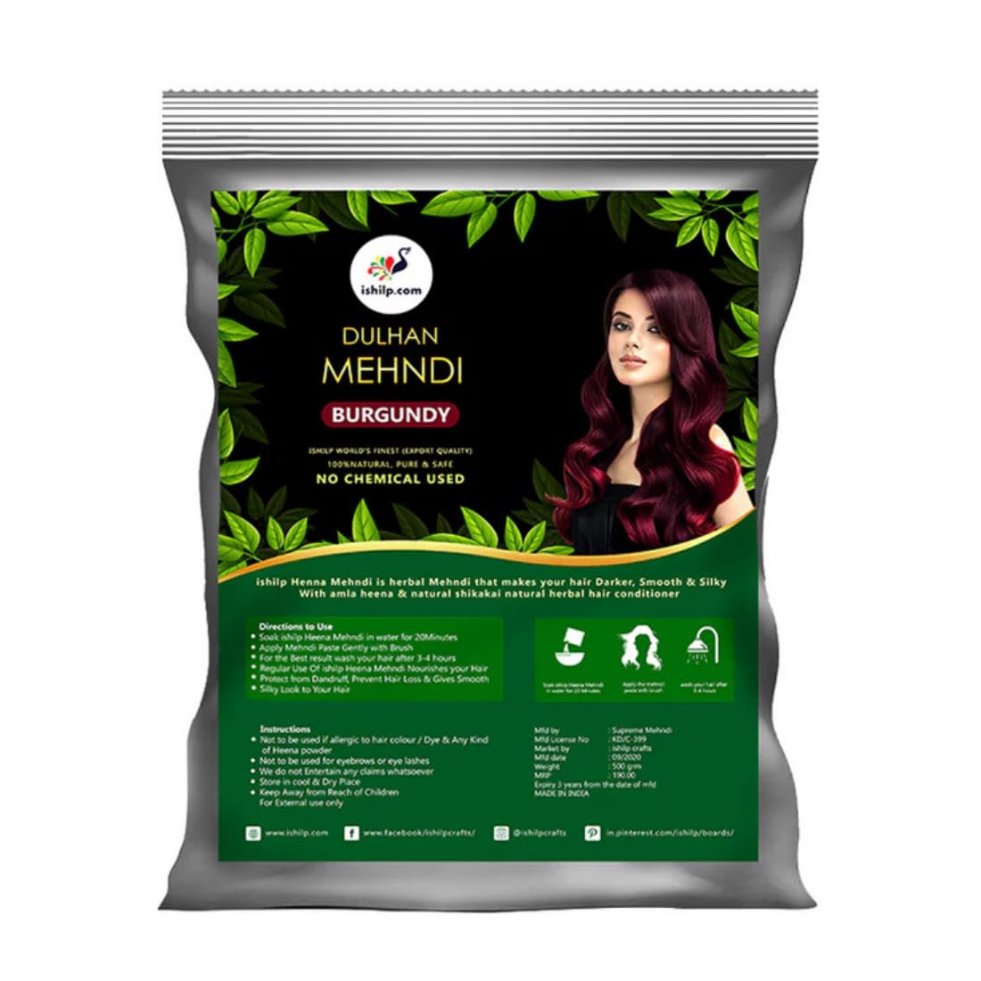 iShilps Burgundy Mehandi Powder for Hair and Hands 200gm | Natural Burgundy Henna Powder For Hair (Pack of 2 200gm x2)-picture-32