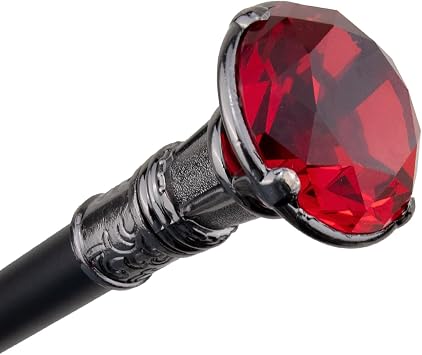 Red Diamond Type Silver Walking Cane Fashion Decorative Walking Stick Gentleman Elegant Cosplay Cane Knob Crosier 93cm