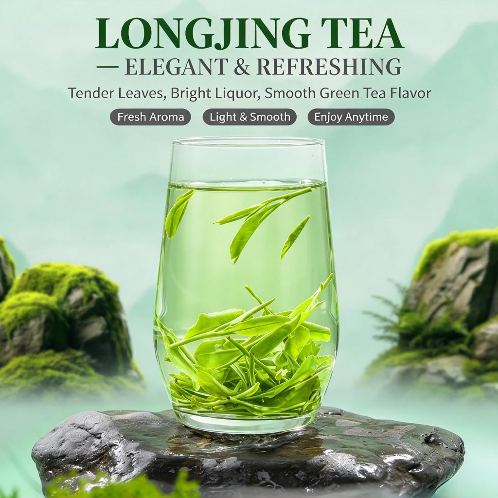 Té Longjing De Primera Calidad 125g * 2 | Fresco Y Aromático | Sin Aditivos | Té Verde A Granel | Bebida Natural Y Saludable