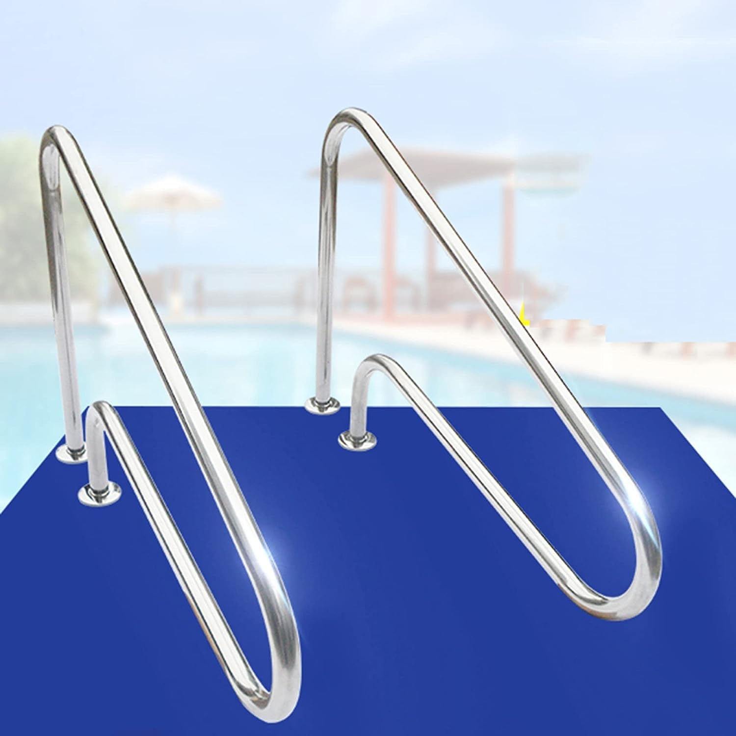 Genérico Barandilla para Piscina Pasamanos para Piscina Manijas de Escalera de Acero Inoxidable 304 Soportes para pasamanos Adecuado para Piscinas sobre el Suelo/jardín en el Patio Trasero No empotra
