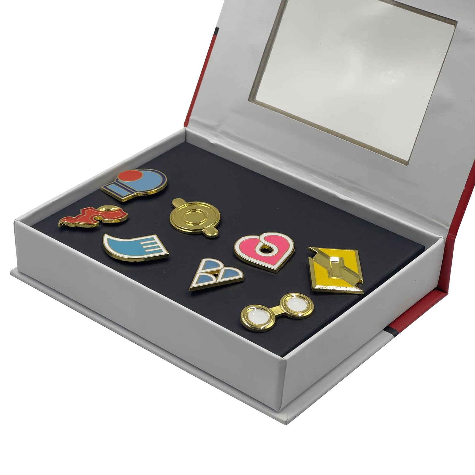 YUANstore Dotyczy Pocket Monster Generation 1-6 Gym Badge Collection Box, kolekcja gier zestaw 8 szt., prezent dla chłopców i dziewcząt