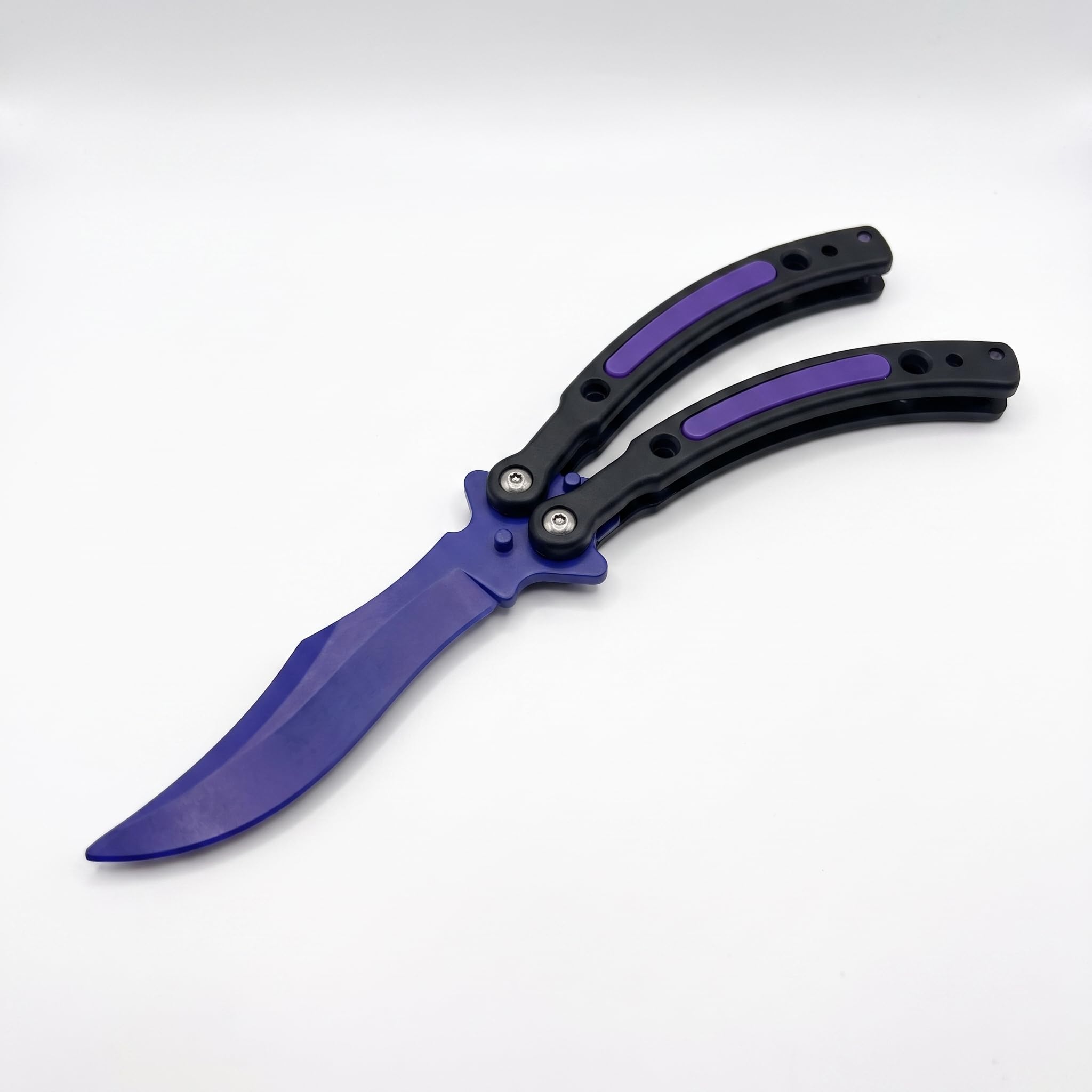 VIKSON INTERNATIONAL CSGO Butterfly Knive Trainer - Practice Tool for Flipping - Safe Unsharpened Plastic Blade (Doppler Sapphire Purple)-picture-14