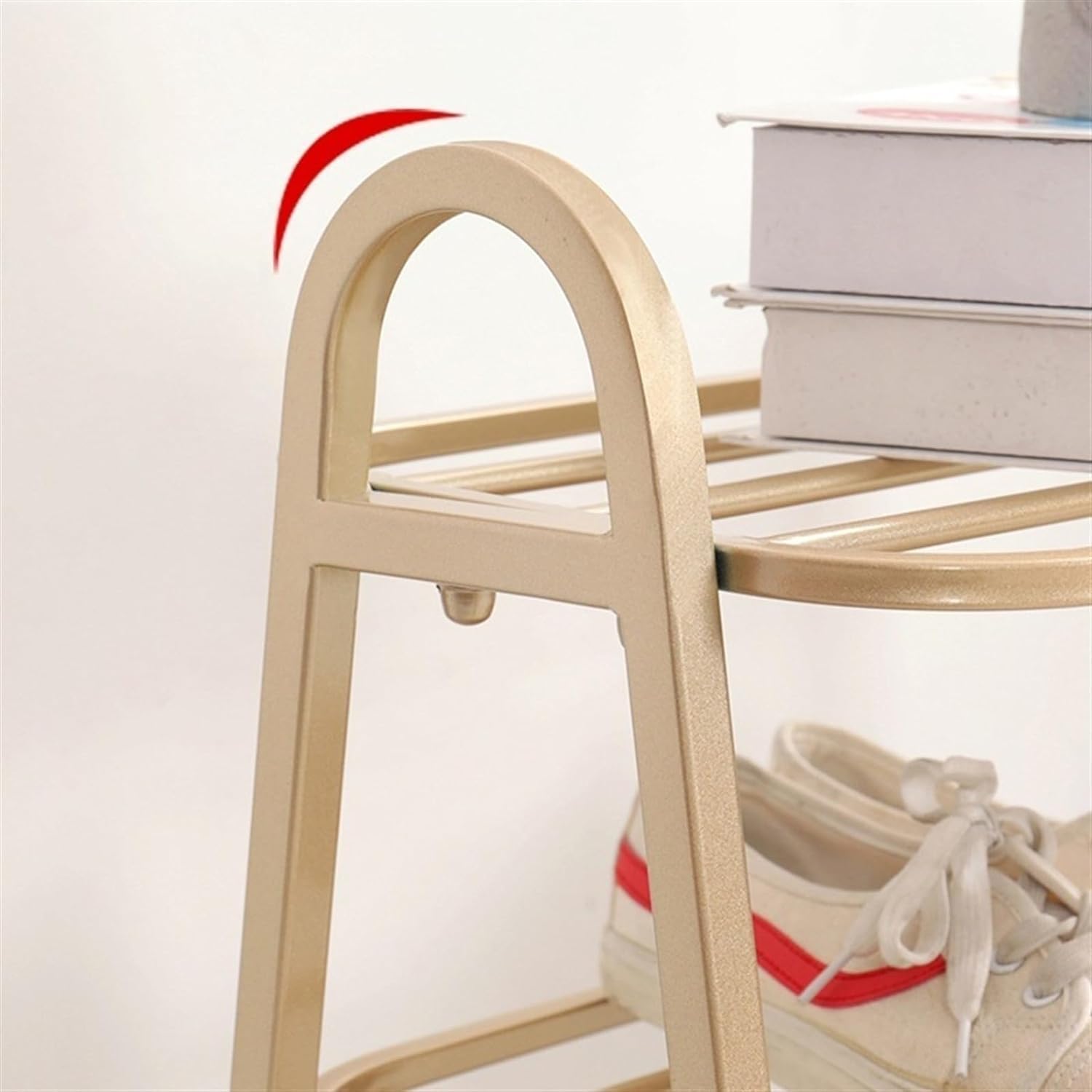 3/4/5 Tier Free Standing Shoe Racks, Shoe Racks with Adjustable Foot Pads, Metal Shoe Storage Organizers for Entryway Hallway Shoe Rack Organization Shelves, Gold