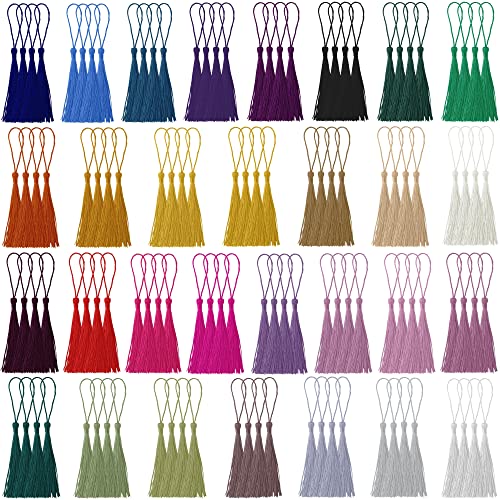 Cositas 120 PCS 5 Inch Bookmark Tassels Bulk â€“ Assorted Tassels for Bookmark Making (3 Inch) with Loop (2 Inch) â€“ Handmade Small Silk Tassels for Crafts DIY Jewelry & Home Decor Projects, 30 Colors