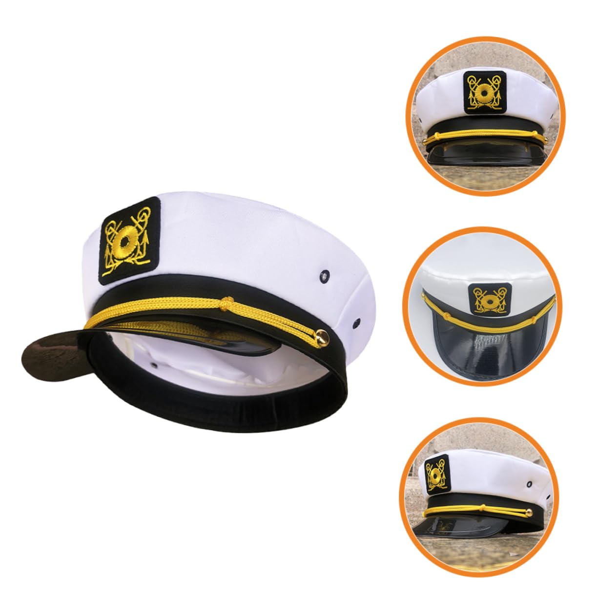 SHERCHPRY 4pezzi Cappello Da Marinaio Unisex Con Visiera Curva Per Costume Nautico Accessorio Per Halloween e Mascherate Protezione Solare e Stile Elegante Con Ricamo