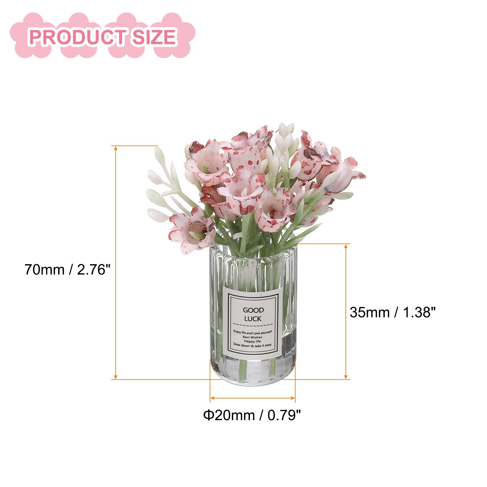 CoCud Mini Flowers Dollhouse in Vase, 2.76" Total Length, Silk Plastic Miniature Dollhouse Accessories with Tiny Lily Pink - Image 2