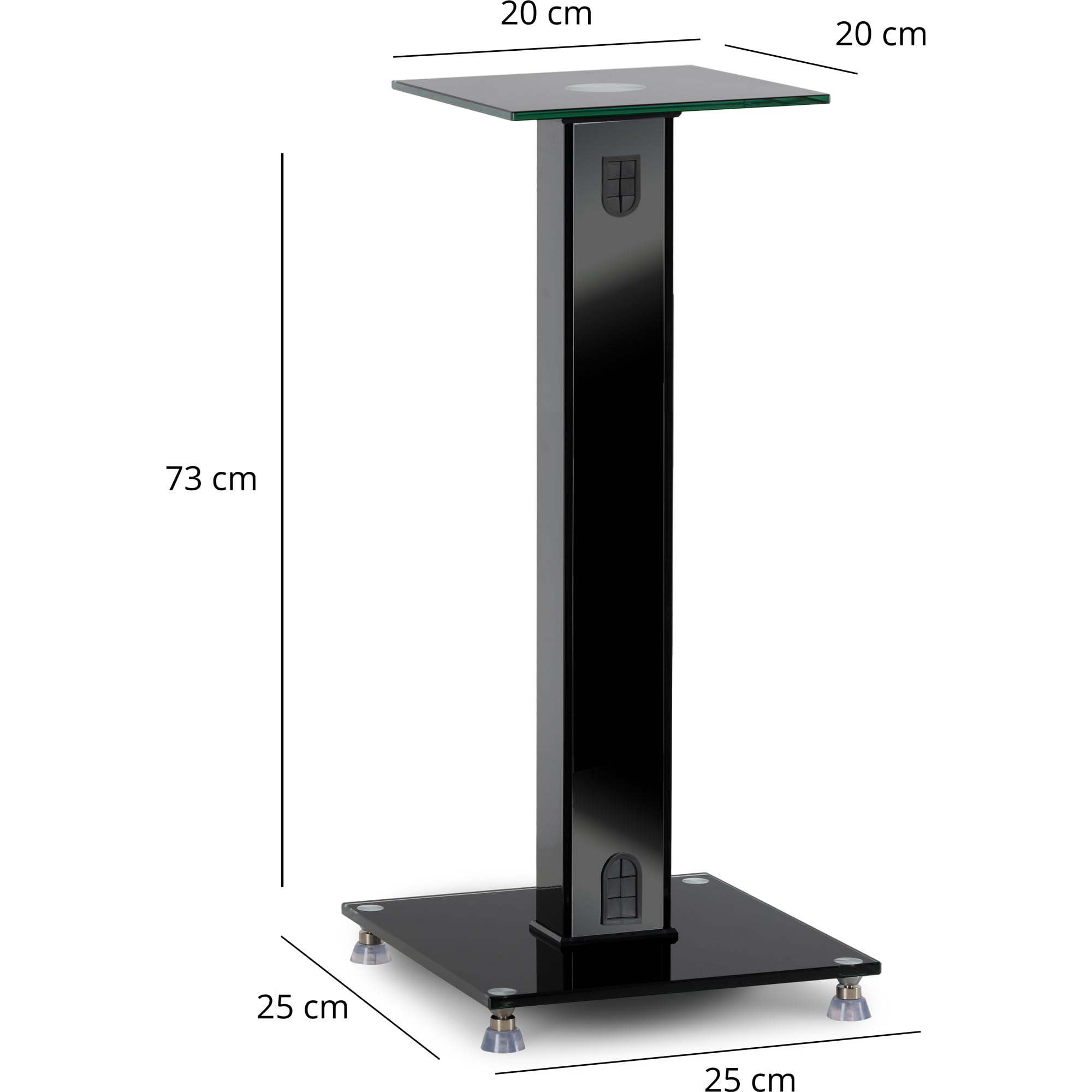 Pronomic SLS-282L BK supporti per diffusori: design elegante con 2 lastre di vetro, altezza regolabile 73 cm, portata 10 kg ciascuno, gestione cavi nascosta. Ideale per monitor o impianti Hi‑Fi. Nero