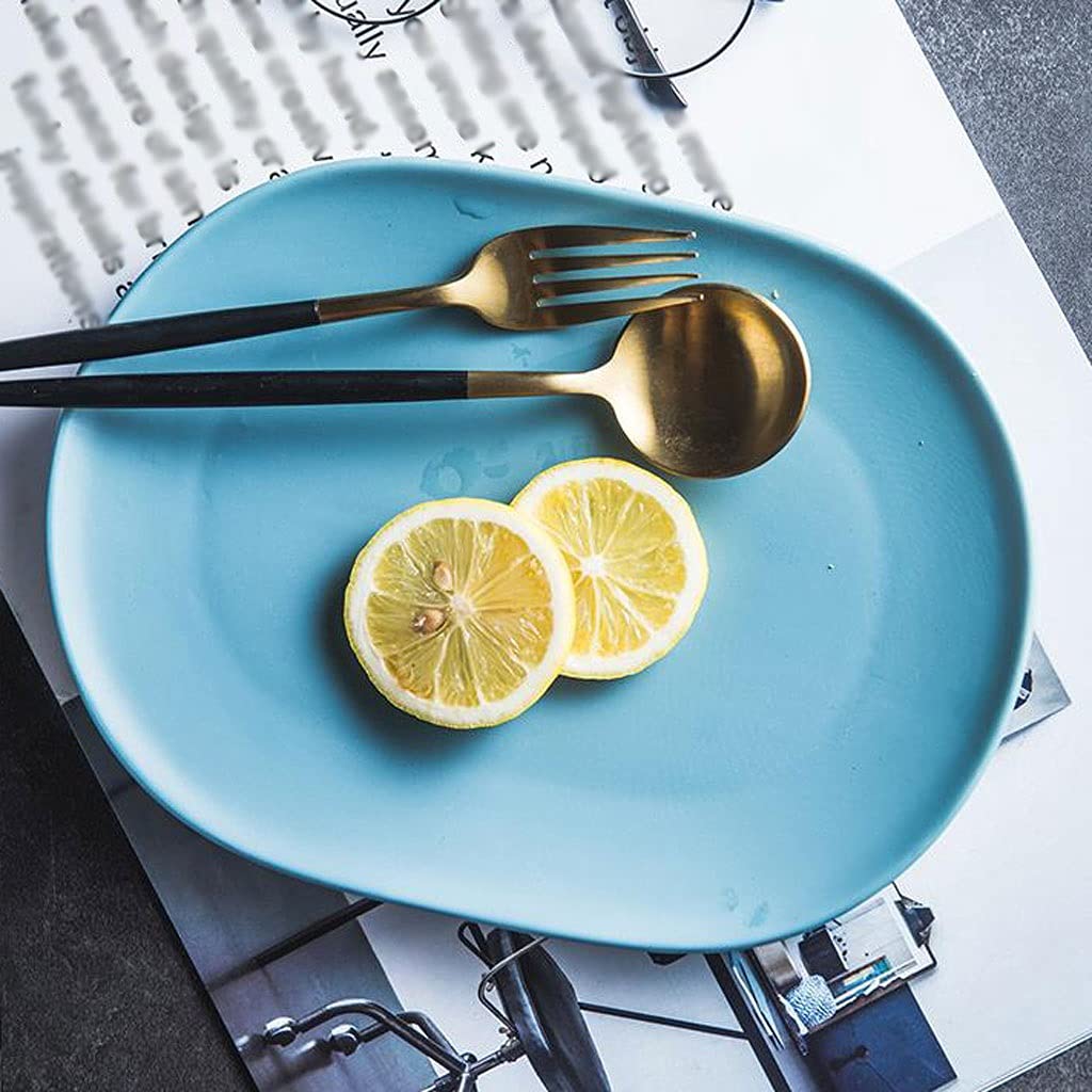 Piatti da Porzione per Brunch Piatti ceramici ceramici creativi Piatti grandi Piatti 10 pollici Elegante Ovale opaca Ovale per la pasta Bistecca Dessert e Antipasto Piatti Dinnerware Per Antipasto, Ce