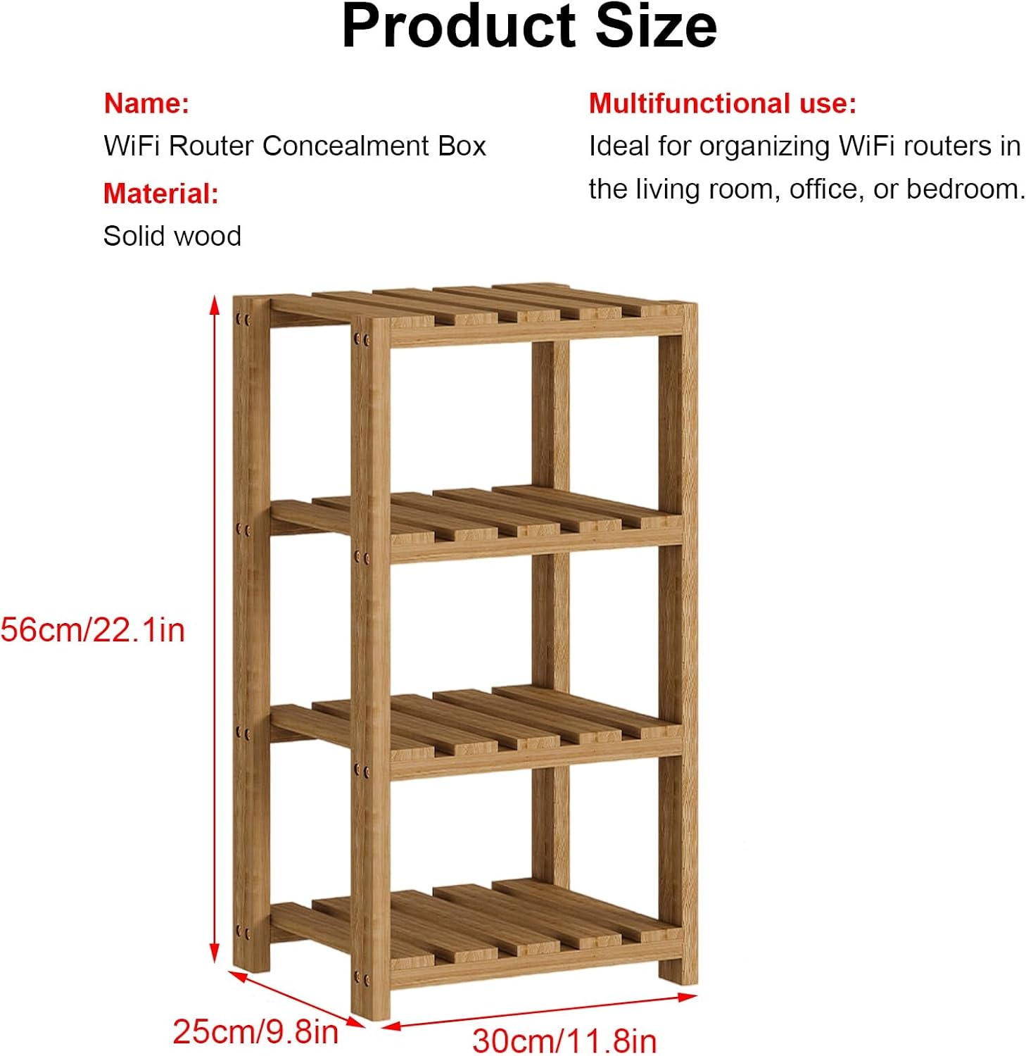 WiFi Router Hidden Box, Floor Standing Router Storage Box, Modem Home Media Storage Cabinet, Hollowed-Out Sides, Large Capacity, for Home and Office(30 * 25 * 56cm/11.8 * 9.8 * 22.1in)