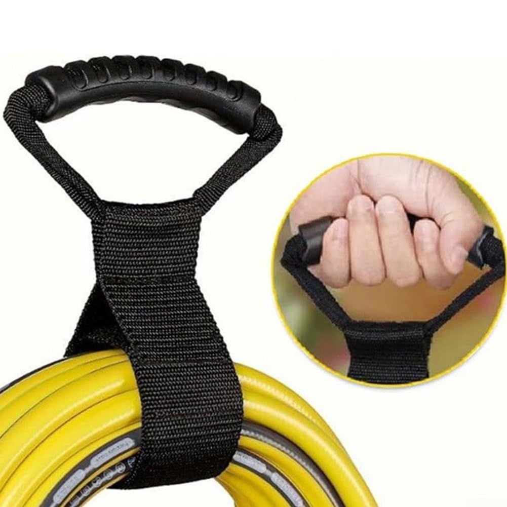 Pratiche cinghie di stoccaggio per tubi da giardino e cavi, in nylon resistente, per garage, barca e uso esterno, nero, confezione da 2 (XXL)