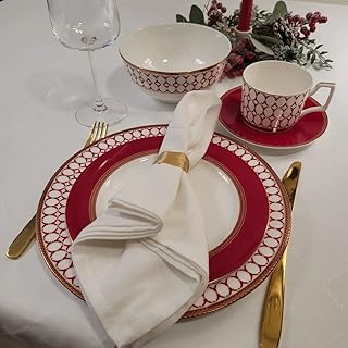 Bone China Porcelain Dinnerware Set, Elegant Dinner Set, Service for 4. Dinner Plates, Soup Plates, Flat Plates
