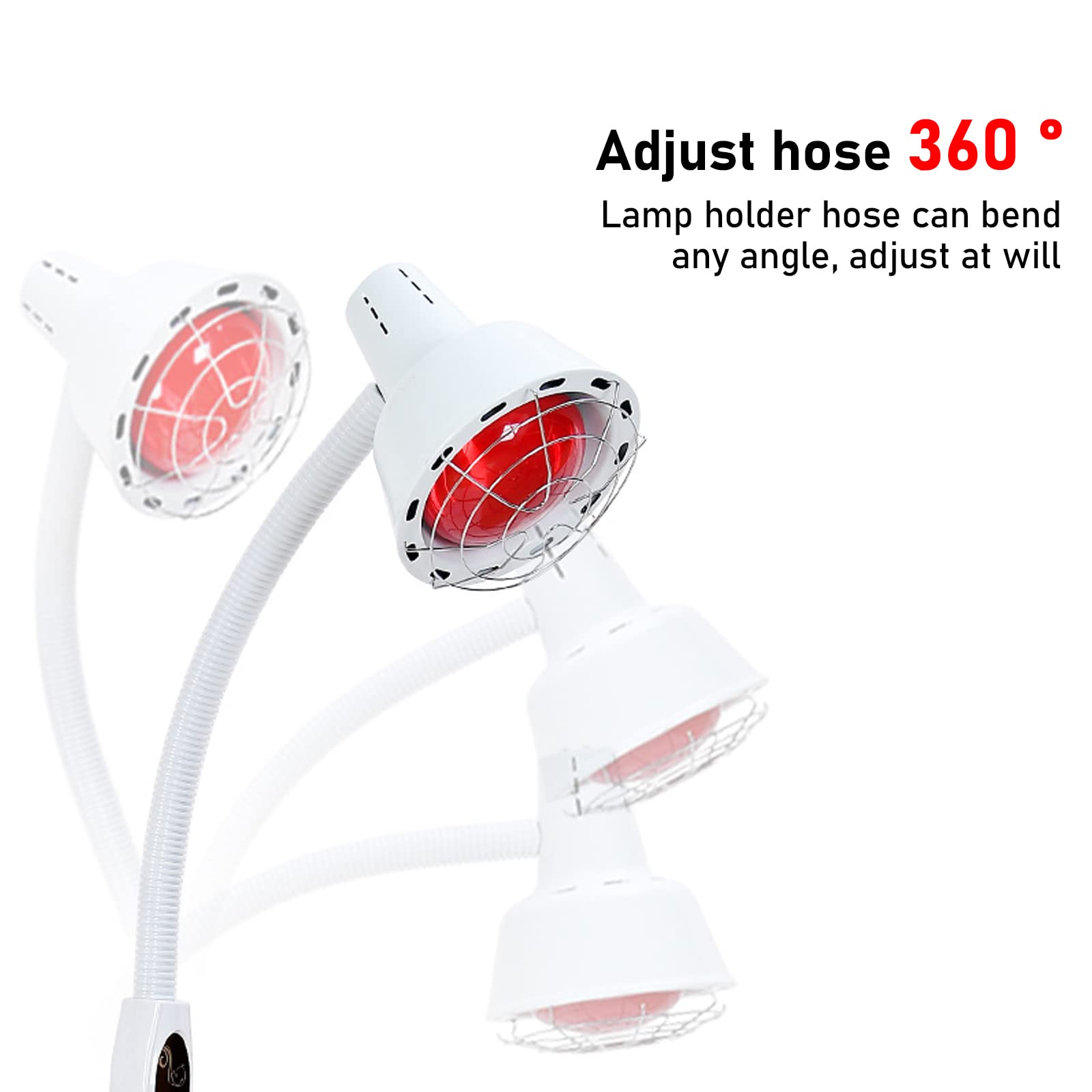 WMLBK Lampada a infrarossi, rotazione a 360°, lampada a infrarossi, 275 W, lampada a infrarossi per fisioterapia, trattamento di raffreddori e tensioni muscolari