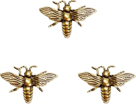 3 PCS Gold Bumblebee Decor Ornament، Vintage Mini Brass Bee Figurines، Gold Retro Bee Animal Statues Decoration for Rustic Office Home Decor Wall Art