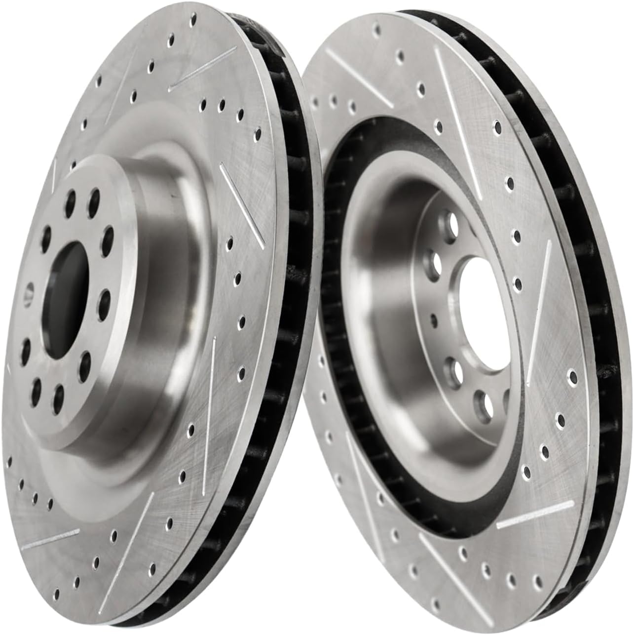 Detroit Axle - Rear Brake Kit for 2017 2018 2019 2020 2021 Tesla Model S X, Drilled and Slotted Disc Brake Rotors Ceramic Brakes Pads with Hardware Replacement : 14.37" inch Rotors