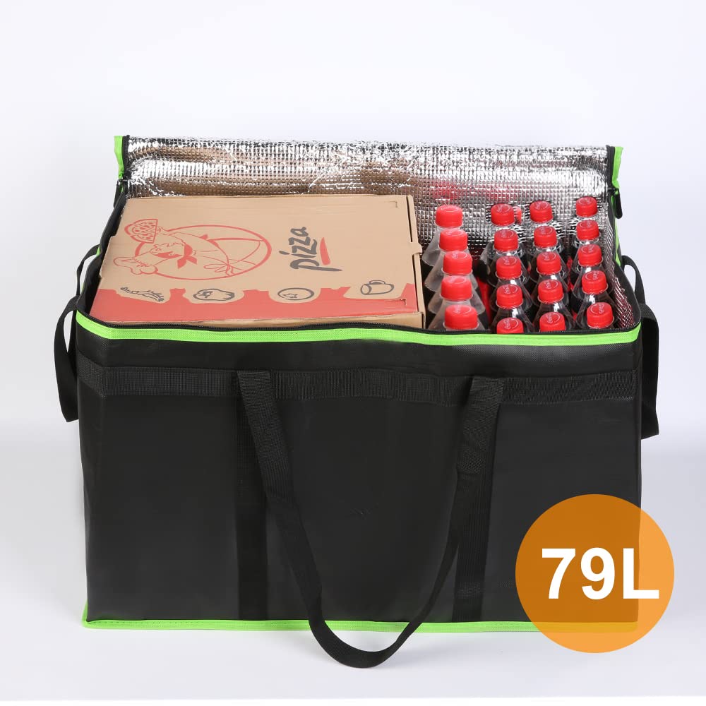 Bodaon Paquete de 3 bolsas aisladas para entrega de alimentos, bolsa de aislamiento XXXL para alimentos calientes/fríos, enfriador comercial/bolsas térmicas, bolsa de calentamiento reutilizable de