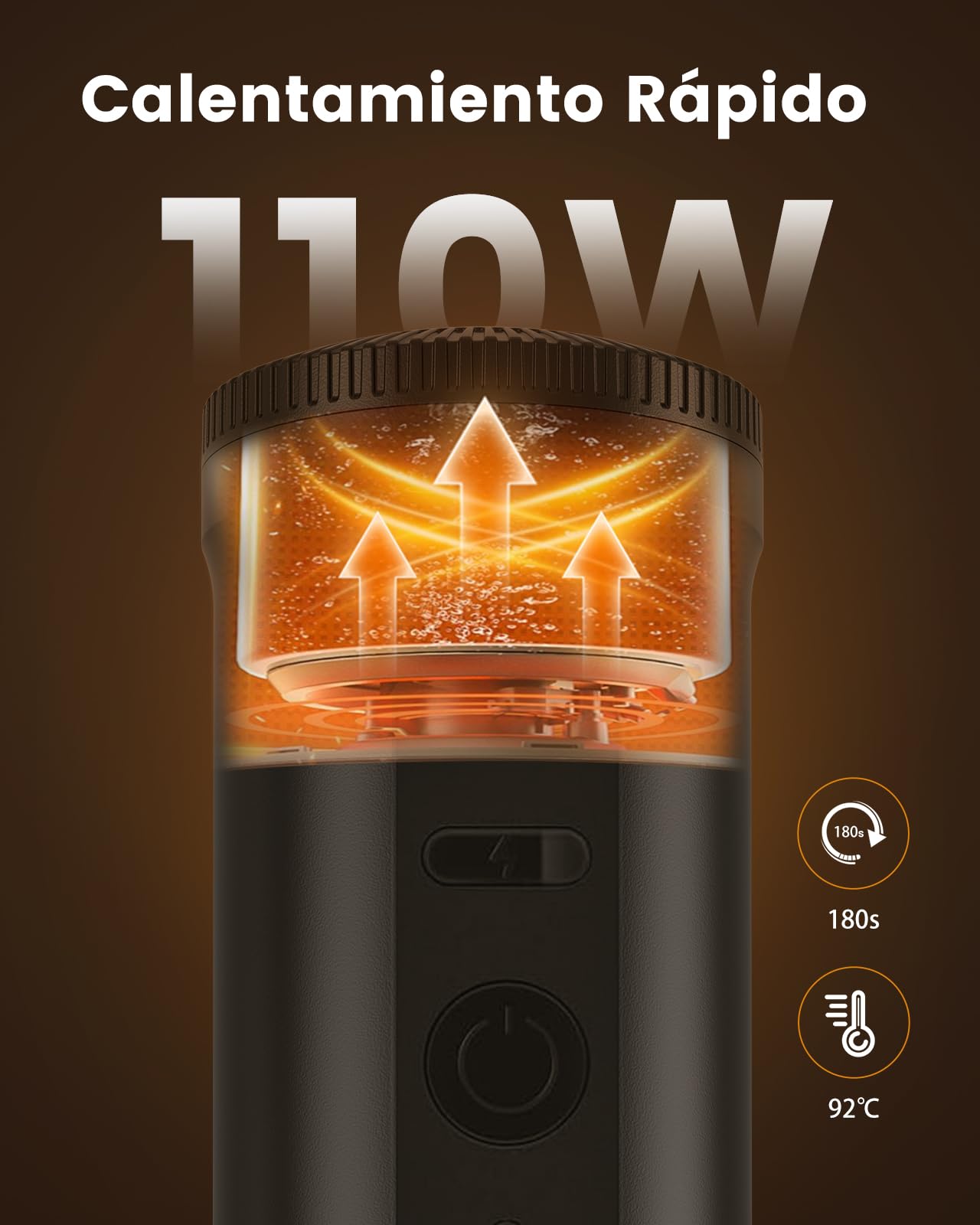 Cafetera Portátil Cápsulas Espresso, Máquina de Café Portátil de 20 Bares, USB-C, 9600mAh, Compatible con Cápsula y Café Molido, Calefacción en 3" minute para RV, Camping, Barco, Oficina