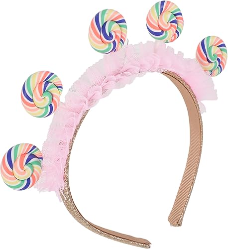 Miniatura 5 de 4 diademas de princesa con diseño de piruletas para niños, diadema de dibujos animados para fiesta, cabeza de piruleta, decoración para el cabello,