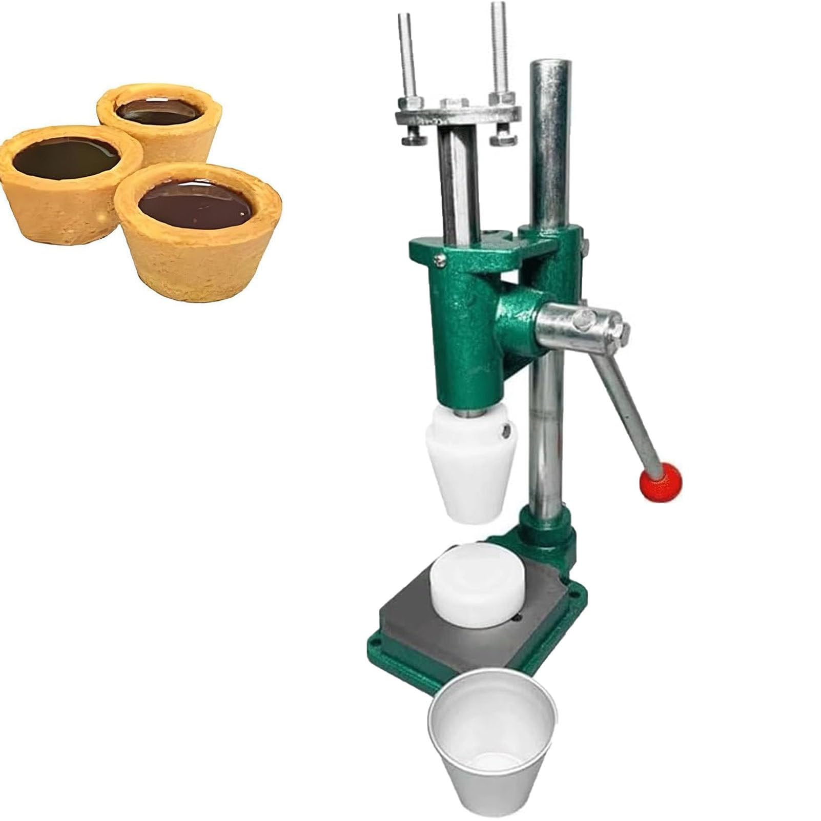 Macchina manuale per la preparazione di crostate all'uovo con 1 stampo, pressa per crostata di formaggio per crostate di uova, crust di crostate di uova, crêpe, biscotti, crostate al formaggio