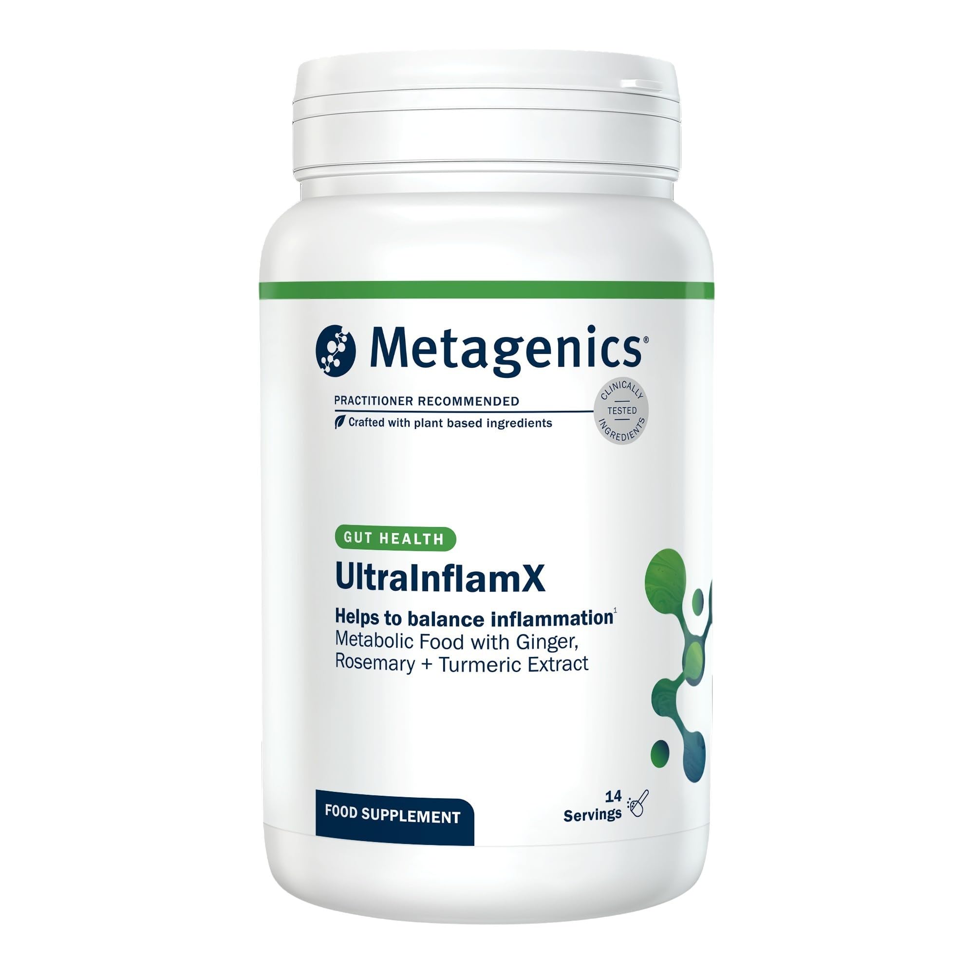 Metagenics UltraInflamX - Help Balance Inflammation - with Ginger, Rosemary, Turmeric Extract - Vitamin C, D and B12 - Calcium for Digestive Health - 14 Servings
