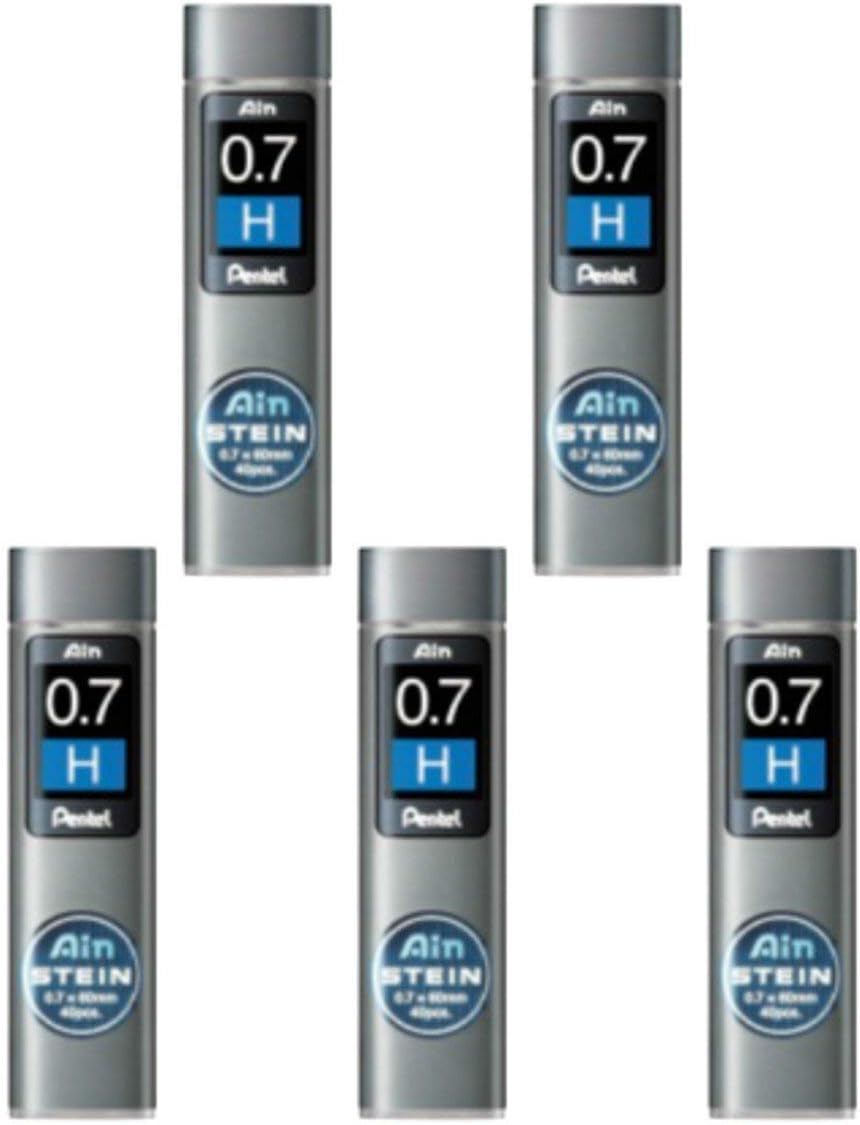 Pentel Ain Mechanical Pencil Leads 0.7mm H, 5 Pack/total