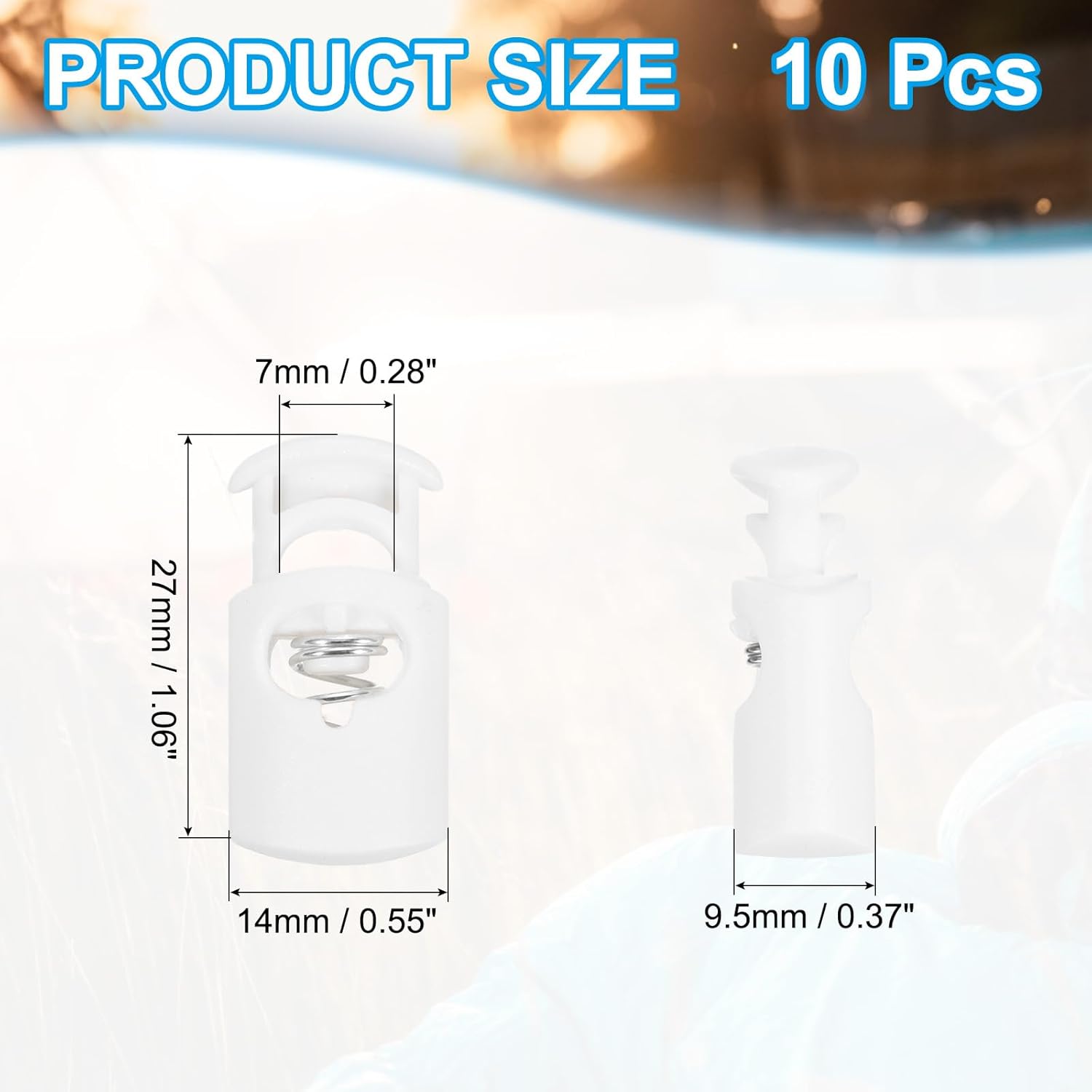 PATIKIL Plastic Cord Lock, Single Hole Spring Toggle Stopper Adjustable Cord Stop Fastener End - Image 2