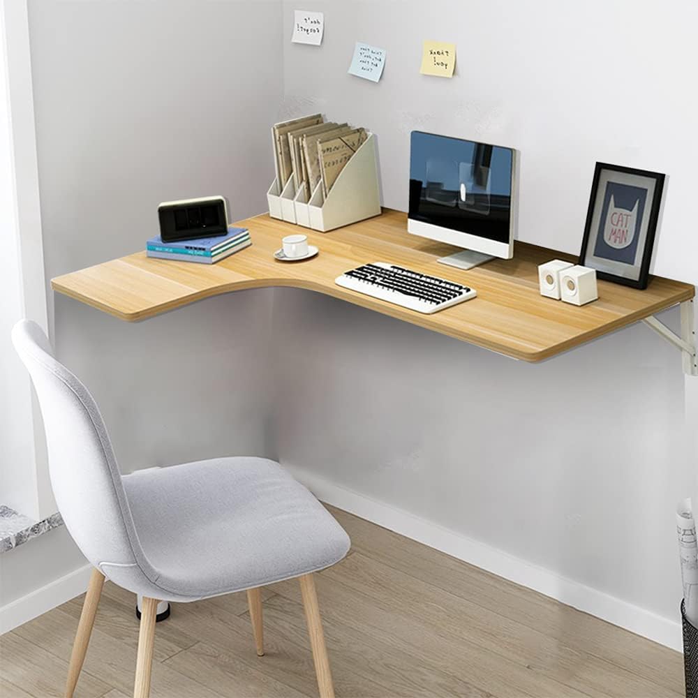 LIANWANG Corner Folding Computer Table,Convertible Study Desk, Drop