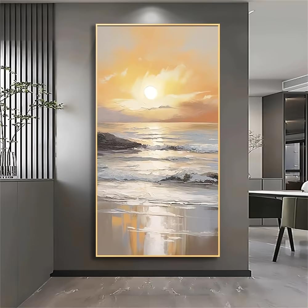AEFOUU Abstract Ocean Sunset Poster A Bright Future Wall Art for Home Office Decor Wall Art Print Beach Theme Decor Picture(35x70cm/14x28in/Frameless)