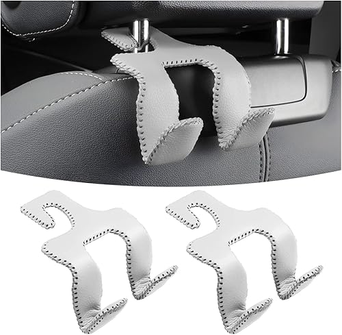 AUCELI Gancho de cuero para reposacabezas de asiento de automóvil 2 en 1 2 soportes de almacenamiento de automóvil organizador de asiento trasero de